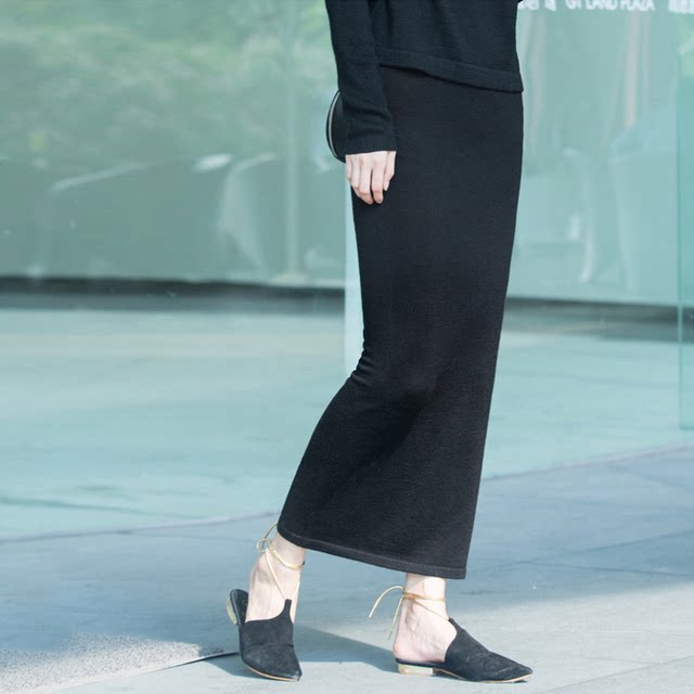 Spring and summer straight and versatile slim and stretchy long skirt