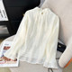 ເສື້ອຢືດ chiffon lace lace ຢືນຂຶ້ນແບບຝຣັ່ງສີທອງຄໍາສໍາລັບແມ່ຍິງໃນລະດູໃບໄມ້ປົ່ງແລະດູໃບໄມ້ລົ່ນແບບໃຫມ່ຂອງ tencel ຊັ້ນສູງ