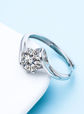 天使之吻克拉925银四爪直播戒指