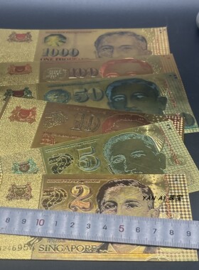 仿金箔新加坡彩色六张纪念钞红包封新年节庆纪念收藏会销商务礼品