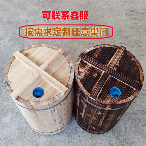 中蜂圆桶蜂箱土养蜂箱蜂桶圆桶老式横放诱蜂养蜜蜂圆形木桶养蜂箱 - 图2