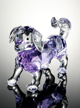 创意水晶小狗狗摆件卡通生肖动物旺财桌面装饰工艺品属相生日礼物