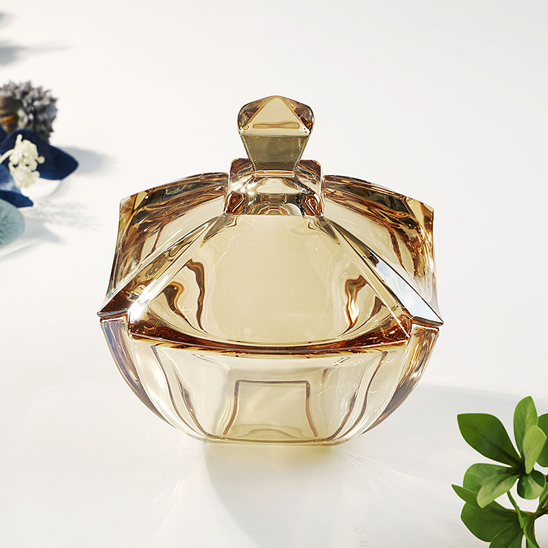 欧式轻奢简约水晶玻璃带盖糖罐干果糖果盒零食创意方糖缸收纳摆件,淘宝优惠券,粉丝福利购,淘宝优惠卷