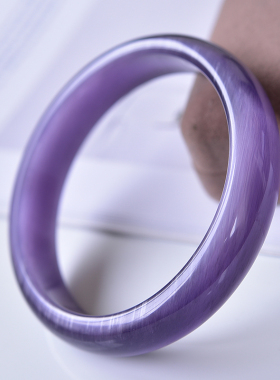 翡翠手镯紫罗兰猫眼石手镯时尚水晶镯饰品女猫眼效应明显天然新款