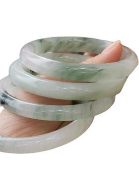 新疆金丝玉天山翠昆仑翠玉圆条手镯直播金丝玉镯戈壁玉翡翠色镯子