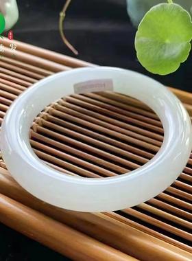 天然珠宝翡翠手镯A缅甸老坑a货冰种白冰白月光翡翠手镯圆条玉镯女