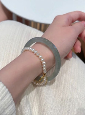 天然缅甸翡翠手镯a货阳绿翡翠玉镯冰飘花玉手镯女款天然晴水手镯