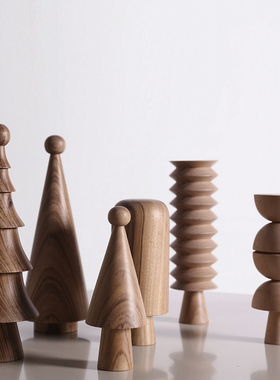 家居木质玄关侘寂风艺术摆件