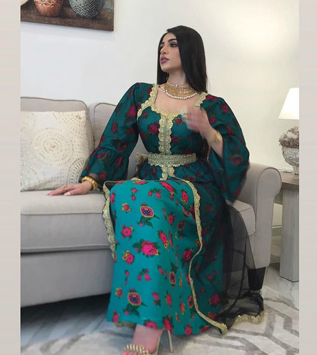 中东民族风印花刺绣花边网纱连衣裙迪拜女Indonesian long dress - 图3