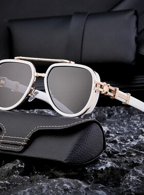 跨境男复古朋克墨镜双梁太阳镜