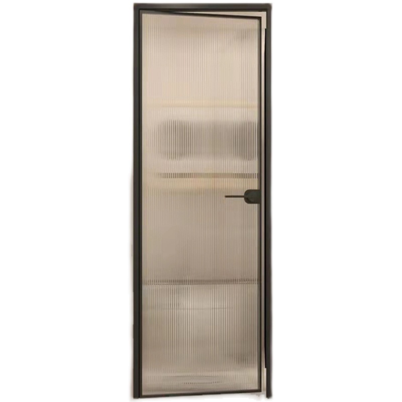 卫生间门极窄平开门超白长虹钢化玻璃油砂厕所门钛镁铝合金浴室门 - 图3