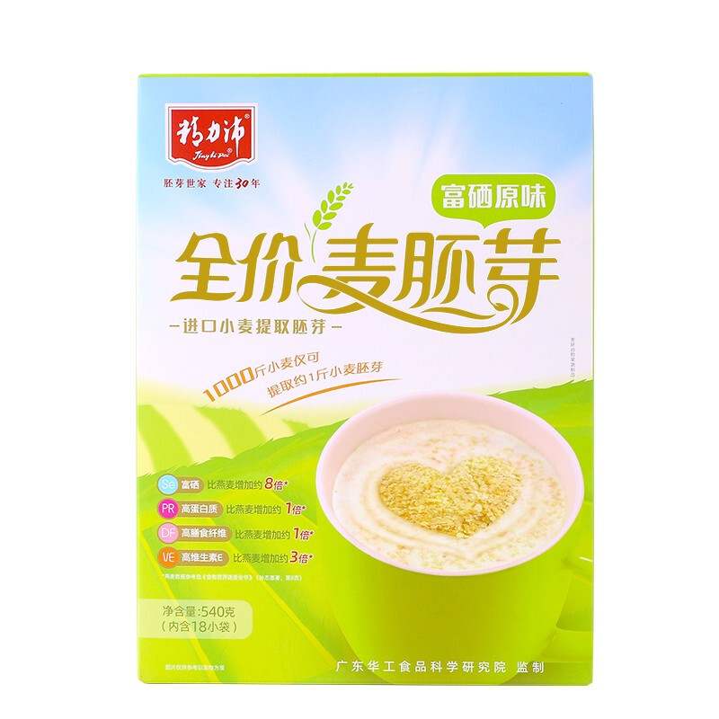 精力沛低GI无加蔗糖全价富硒原味小麦胚芽牛奶伴侣540g(30g果肉条 - 图1