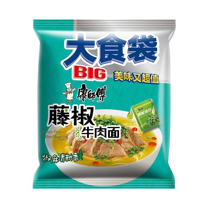 康师傅大食袋藤椒方便面5袋泡面袋装方便食品斗罗IP装饲料/零食 - 图1