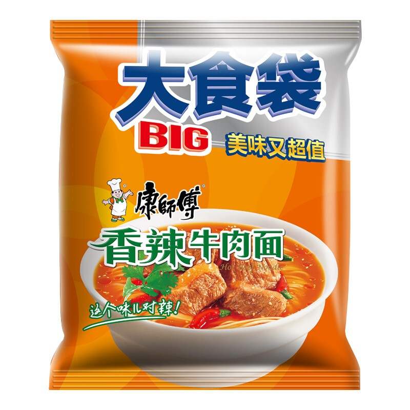 新款 康师傅方便面大食袋香辣牛肉面5袋泡面袋装速食零食方便食品 - 图1