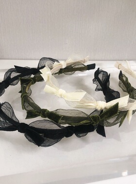 花水木木手作日本进口欧根纱双面绒蝴蝶结发箍增高颅顶气质发箍