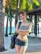 ກາງເກງຂາສັ້ນສັ້ນປົກກະຕິ Denim Spring Summer