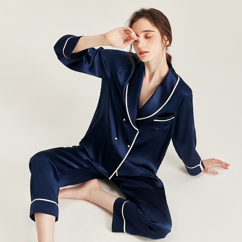 2023年春秋季新款桑蚕丝长袖感睡衣 珊目尔睡衣/家居服套装