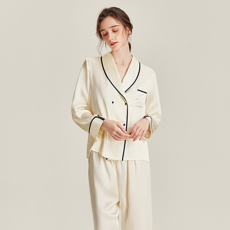 2023年春秋季新款桑蚕丝长袖感睡衣 珊目尔睡衣/家居服套装