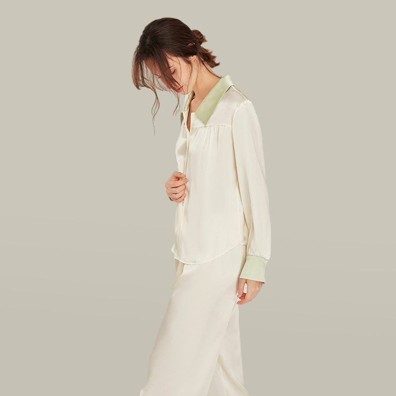 珊目尔2021年春秋新款女衬衫领睡衣 珊目尔睡衣/家居服套装