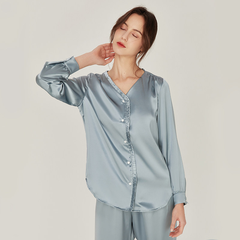 2022年新款v领长袖春秋大牌睡衣 珊目尔睡衣/家居服套装