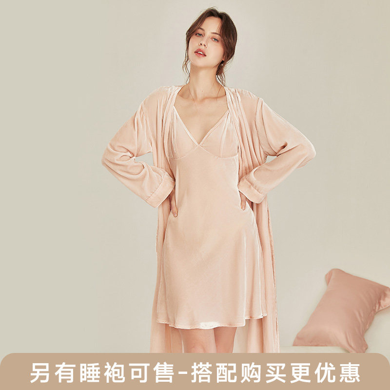 珊目尔2021年春秋新款金丝绒睡衣 珊目尔睡裙