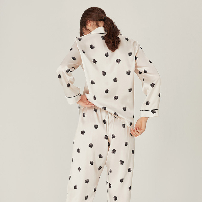 2021年春秋新款波点桑蚕丝俏皮睡衣 珊目尔睡衣/家居服套装