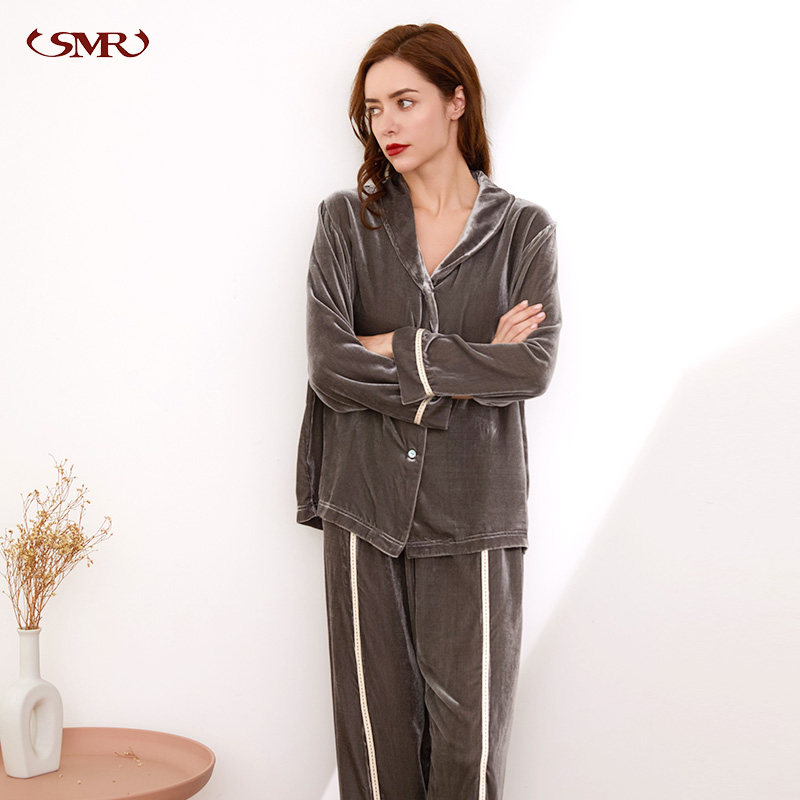 秋冬金丝绒两件套装桑蚕丝丝绒睡衣 珊目尔睡衣/家居服套装