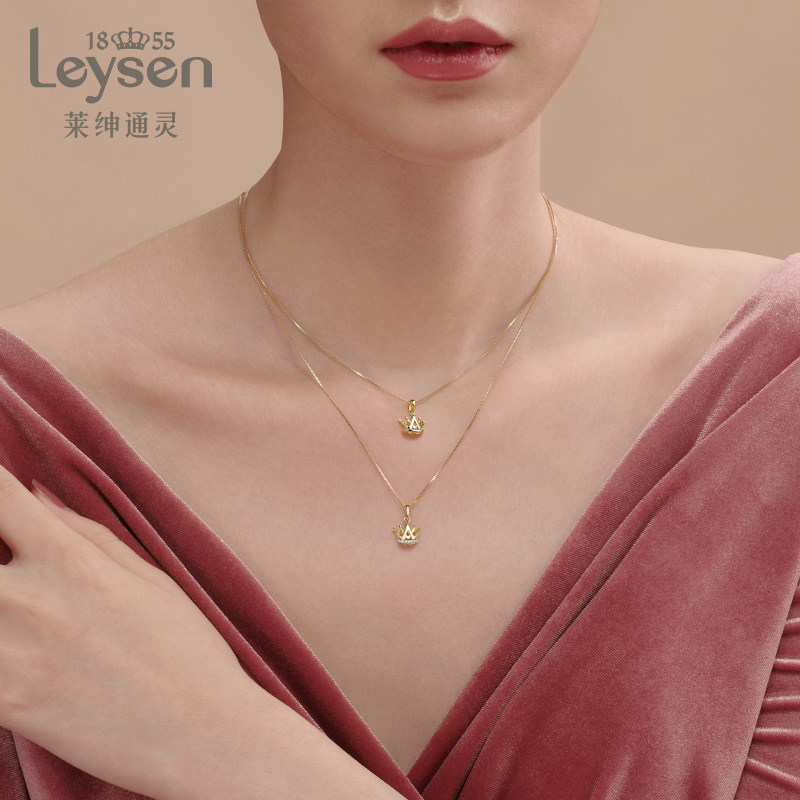 莱绅通灵女吊坠18k金项链锁骨链 Leysen莱绅通灵颈饰