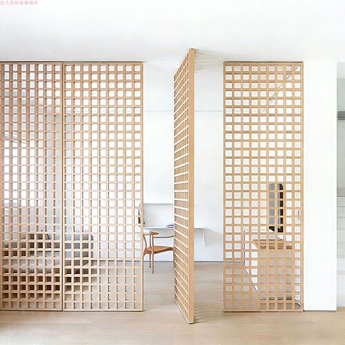 实木推拉门木屋定制中轴旋转格栅门原木折叠门平开小院房门隔断门 - 图3