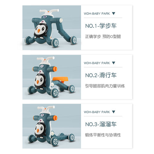 婴儿学步车手推车儿童防侧翻防o型腿三合一多功能助步车1宝宝玩具 - 图1