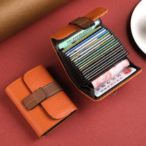 Card bag woman small genuine leather texture anti-degaussing multi-position small crowdsourced design delicately high-end document bag zero wallet