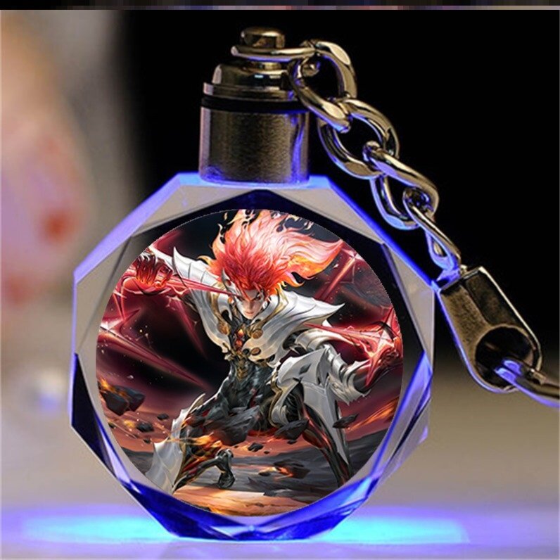 王者荣耀水晶王者荣耀水晶发光钥匙扣定制卡通动漫书包挂件送男女生日礼物毕业