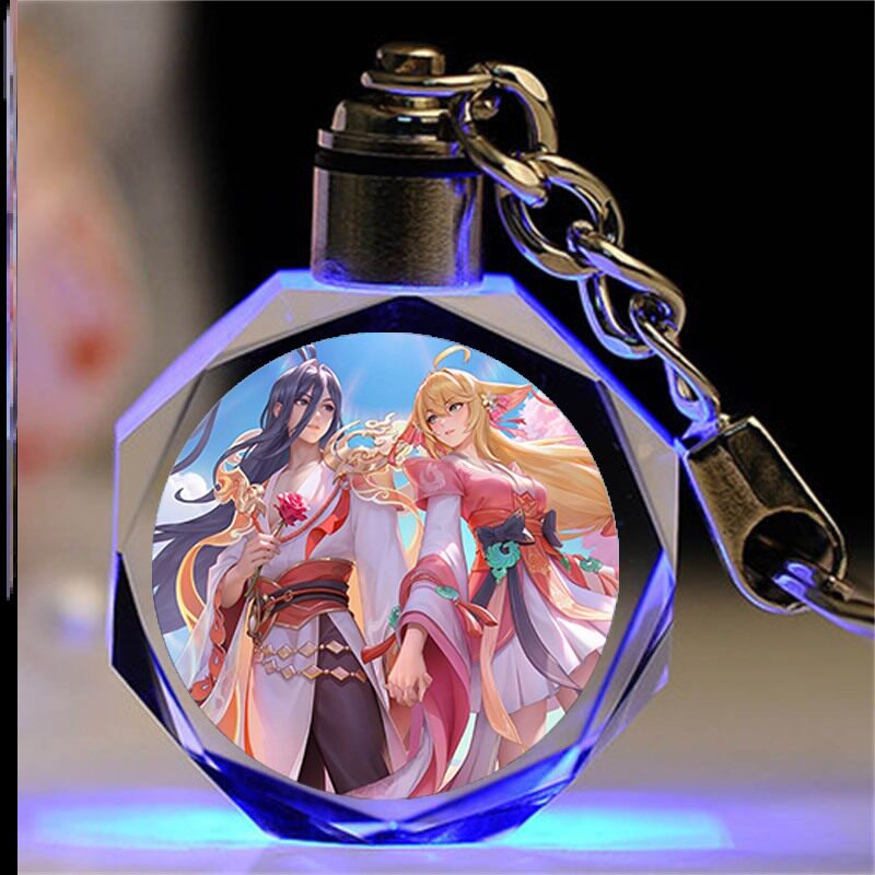 王者荣耀水晶王者荣耀水晶钥匙扣挂件女友挂饰落雪白狼铠冥王哈迪斯生日礼物