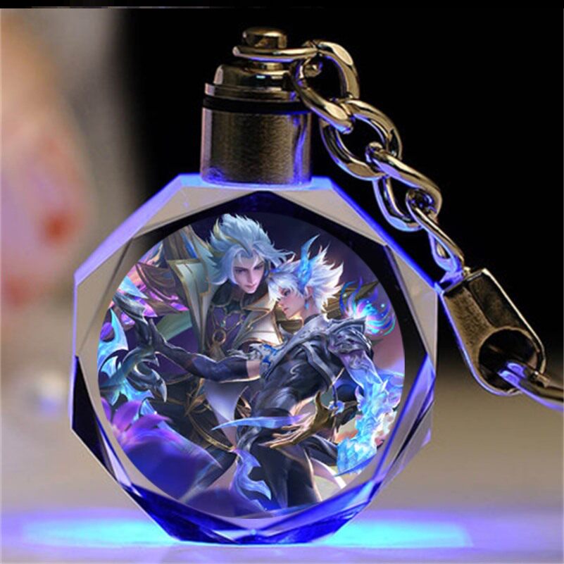 王者荣耀水晶王者荣耀水晶钥匙扣挂件毕业曜云鹰飞将小玩具至尊宝狂铁电玩高手