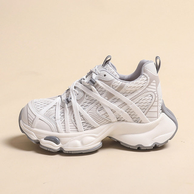 9cm inner height increase thick-soled dad shoes for women 2025 summer mesh breathable foot-showing small height increase casual sports shoes for women