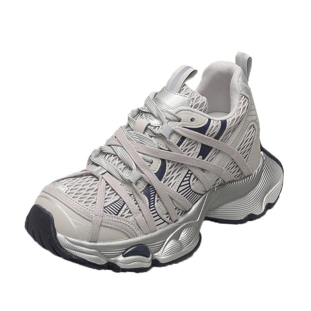 9cm inner height increase thick-soled dad shoes for women 2025 summer mesh breathable foot-showing small height increase casual sports shoes for women