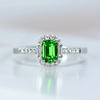 Light luxury 18K white gold natural tsavorite diamond ring