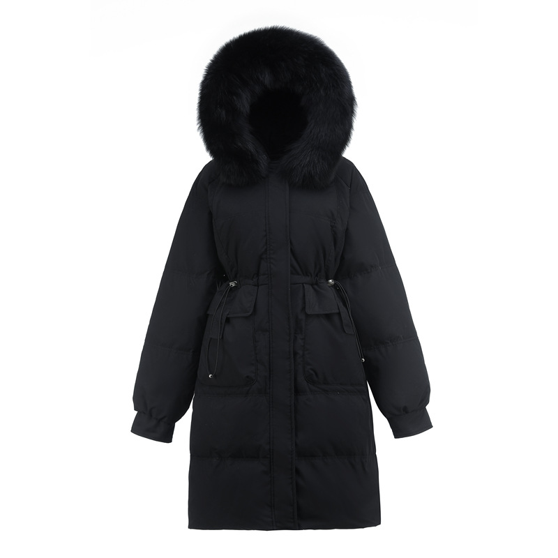 2025新款胖妹妹特大码女装200斤显瘦收腰狐狸毛领长款羽绒服潮218 - 图3