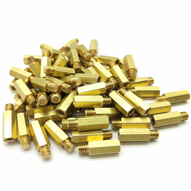 铜柱六角螺柱隔离柱M4X5 6 8 10 12 15+4对边5.0MM外牙M4转M3内牙 - 图2
