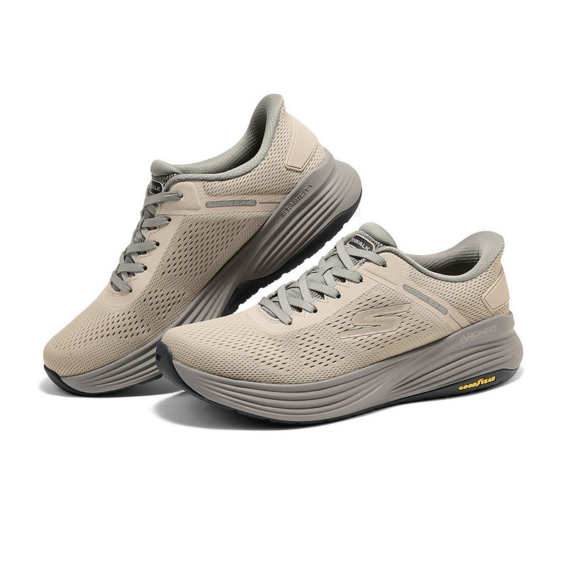 Skechers斯凯奇男鞋闪穿健步鞋网面透气休闲运动鞋217001/NAT - 图1