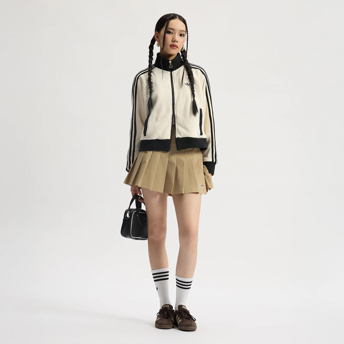 adidas阿迪达斯三叶草丝绒立领夹克春秋女双向拉链撞色外套JN0722,淘宝优惠券,粉丝福利购,淘宝优惠卷