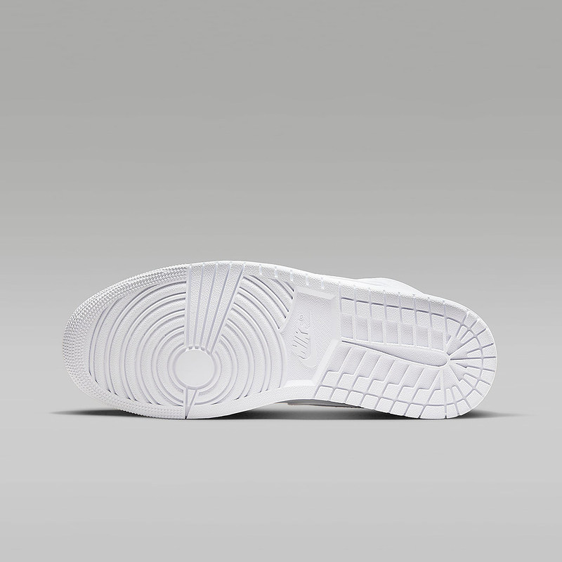 耐克男鞋Air Jordan 1 Mid AJ1 纯白 中帮 复古篮球鞋 554724-136,淘宝优惠券,粉丝福利购,淘宝优惠卷