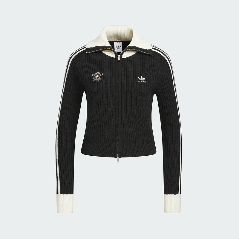 adidas阿迪达斯三叶草全开襟修身针织衫秋冬女夹克外套 KF0718,淘宝优惠券,粉丝福利购,淘宝优惠卷