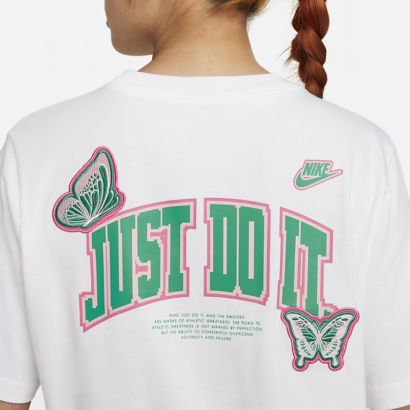 Nike耐克短袖女夏季后背印花透气圆领纯棉白色运动T恤FD2548-100-图2