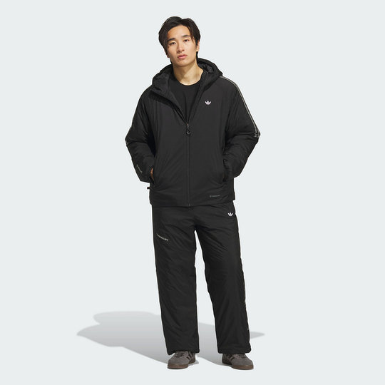 adidas阿迪达斯三叶草加厚连帽棉服冬男短款夹克棉袄KH2024