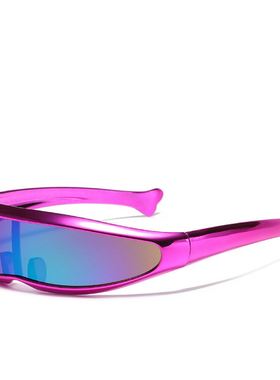 新款电镀银海豚X战警鱼形眼镜太空机器人男户外运动骑行太阳镜潮