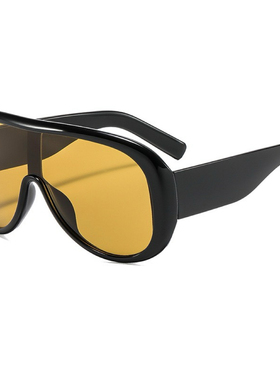 2026新款欧美复古连体大框墨镜ins街头前卫凹造型太阳镜男女百搭