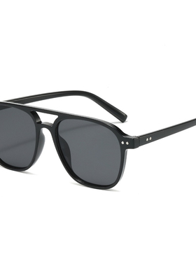 百搭茶色双梁飞行员太阳镜男女潮欧美个性街拍防紫外线墨镜显脸小