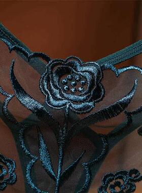 法式透明绣花丁字裤女Women's Transparent G-String Sexy Pa