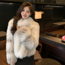 Canja Fur Grass 2023 New Fox Fur Straw Coat Female Winter Short high-end fashion young Cross Fox